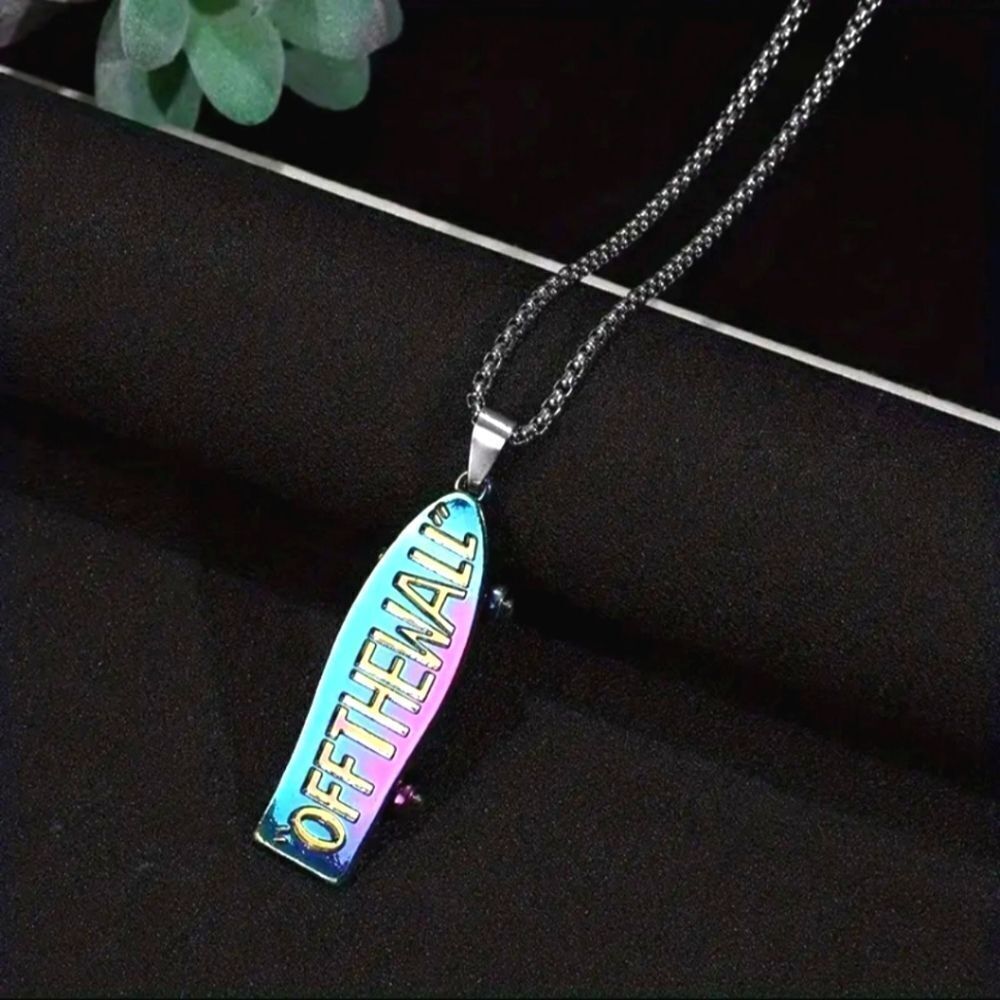 Retro unisex colorful skateboard Necklace